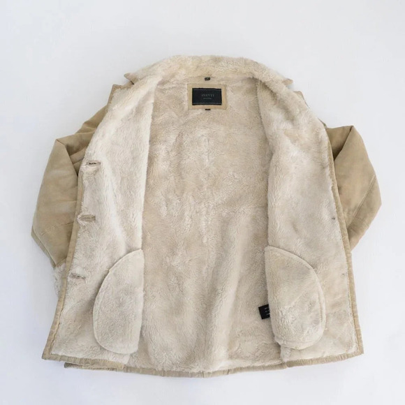 Vintage Avanti  100% Leather Shearling Beige Jacket Size 8 - Picture 14 of 16